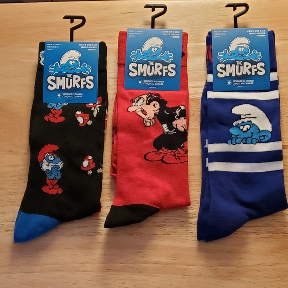 Smurfs Other - 3 Pairs of Mens Smurf Crew Socks New